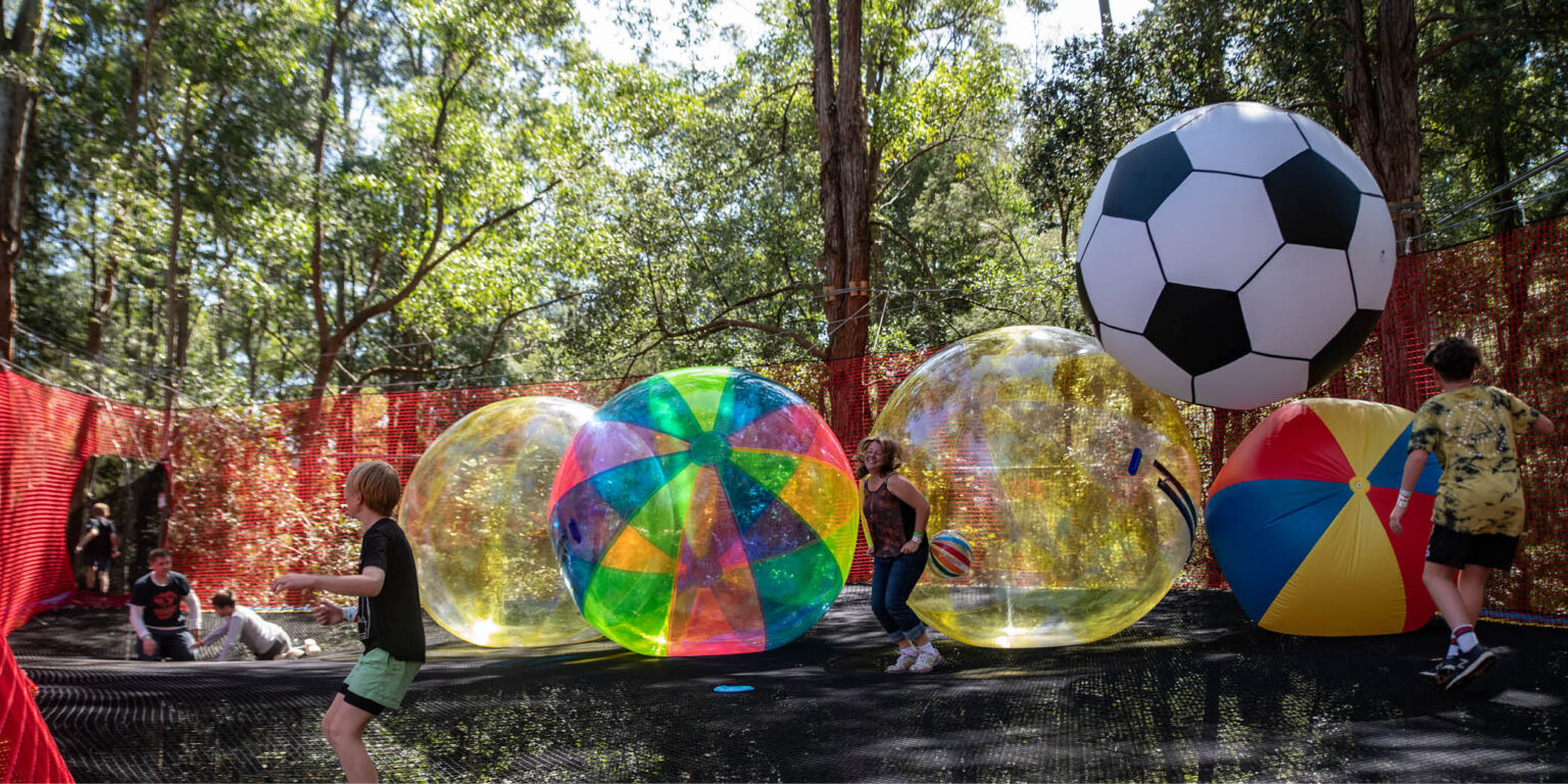 Treetops Central Coast. Networld activities for kids. Bounce around wth inflatable balls.